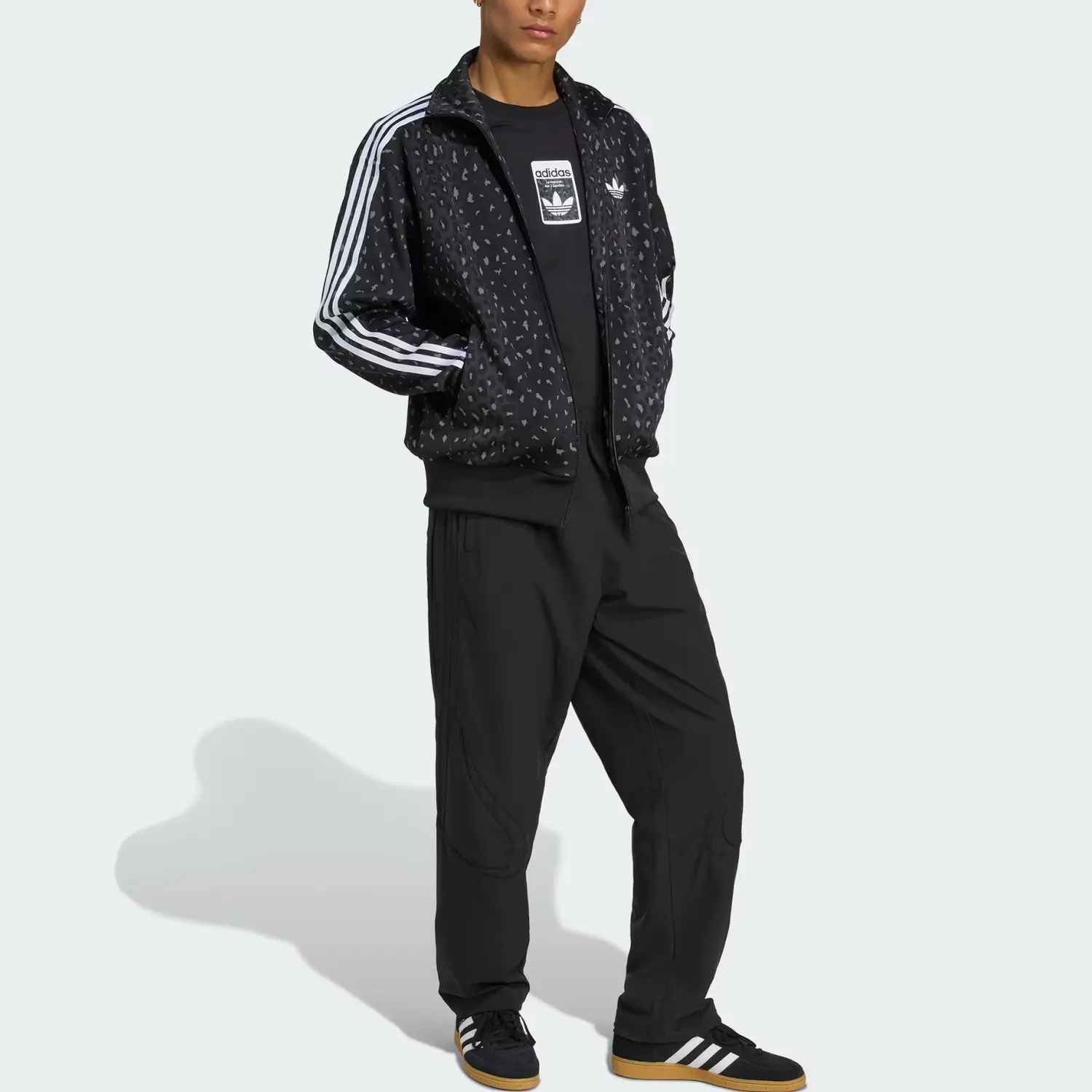 Adidas Originals Свитшот с леопардовым принтом на молнии, Black — фото 4