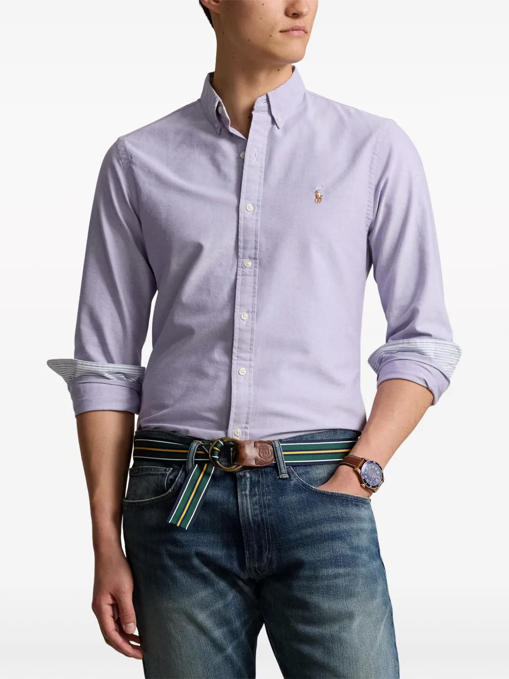 Рубашка с вышивкой Polo Pony POLO RALPH LAUREN, фиолетовый — фото 3