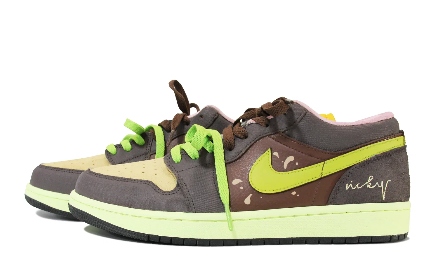 Кроссовки баскетбольные Air 1 Walking Planet Matcha Cocoa Low Jordan коричневые/зеленые/серые — фото 4