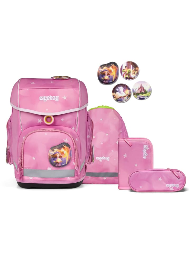 

Ergobag Набор школьных рюкзаков Cubo, 5 предметов, WolkenzauBär 2025, розовый