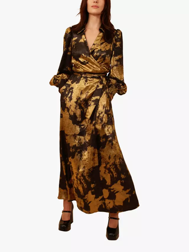 

Платье Traffic People Loretta Wrap Maxi, цвет black/gold