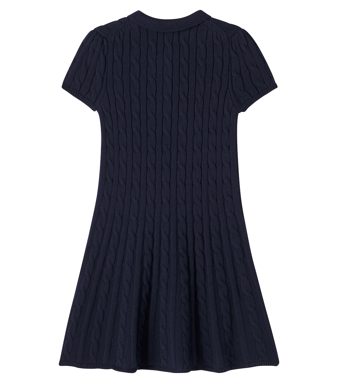 Логотип хлопковое платье с узором "косичка" Polo Ralph Lauren Kids, Rl Navy W/ Prch Cream — фото 4