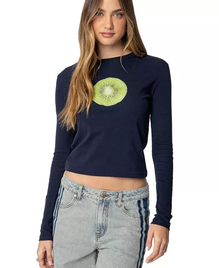 

Женский топ с длинными рукавами Kiwi Edikted, синий