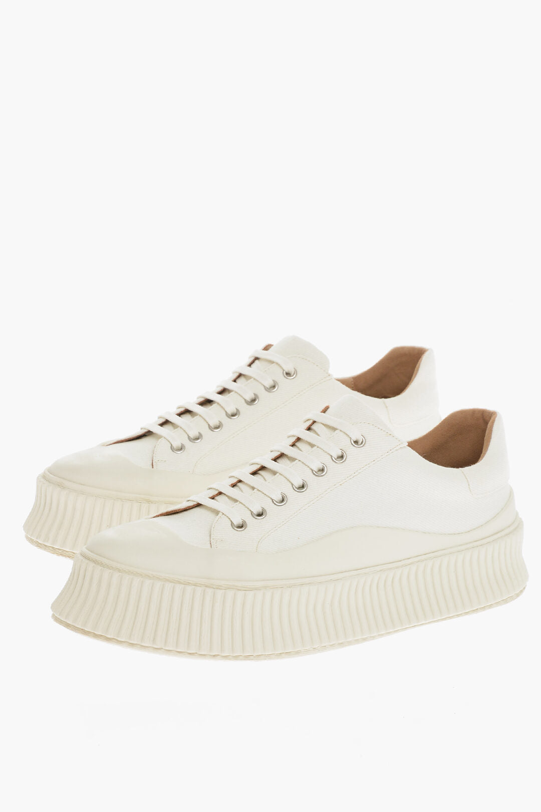 

Кроссовки Jil Sander из ткани с подошвой на платформе, белый