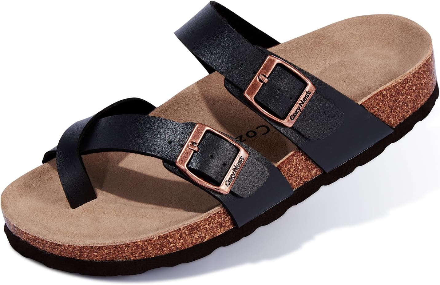 

Сандалии CozyNest Glow с регулируемой застежкой для женщин и мужчин, с поддержкой свода стопы на пробковой подошве, для летнего использования внутри дома и на улице Cozynest Step In Stress Out, черный