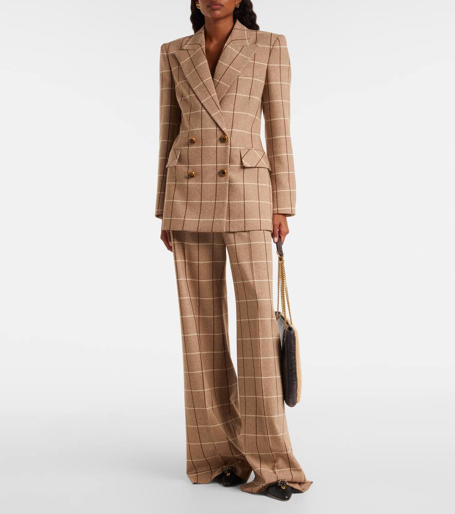 Двубортный пиджак из верджин вули с принтом в клетку Valentino, Beige/Bordeaux/Avorio — фото 2