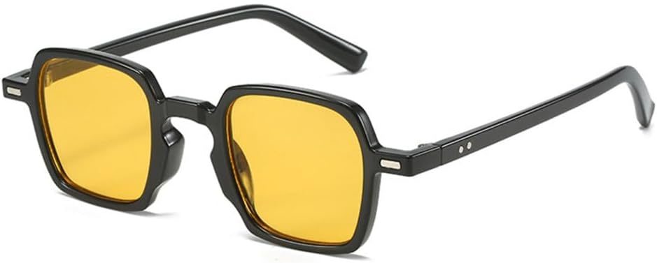 

Винтажные солнцезащитные очки с квадратными заклепками, защита от ультрафиолета UV400, женские солнцезащитные очки, модные очки с прозрачными линзами цвета океана, мужские солнцезащитные очки в тренде generic, Black Yellow