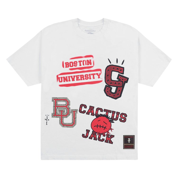 

Футболка Cactus Jack By Travis Scott Cactus Jack by Travis Scott x Mitchell & Ness Boston University Handdrawn Tee, белый