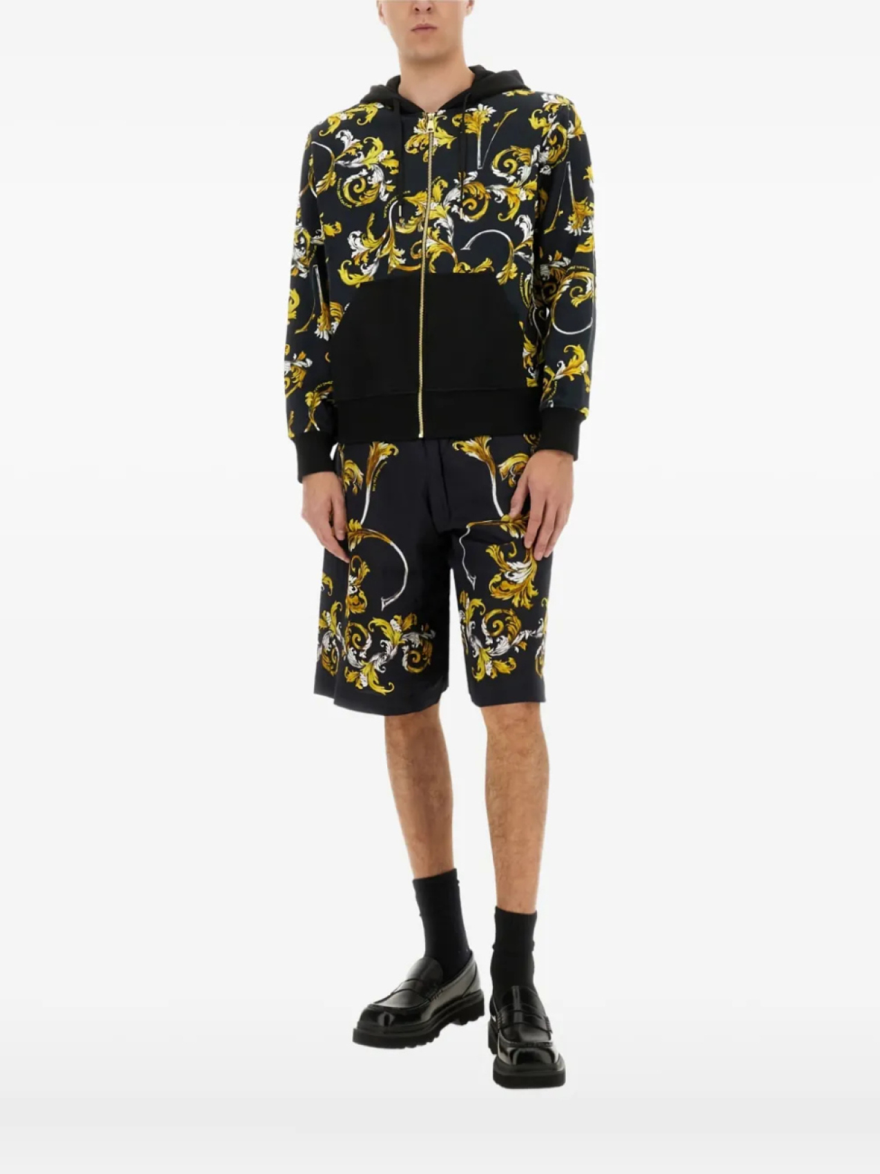 

Толстовка с капюшоном на молнии с принтом Barocco Versace Jeans Couture, черный