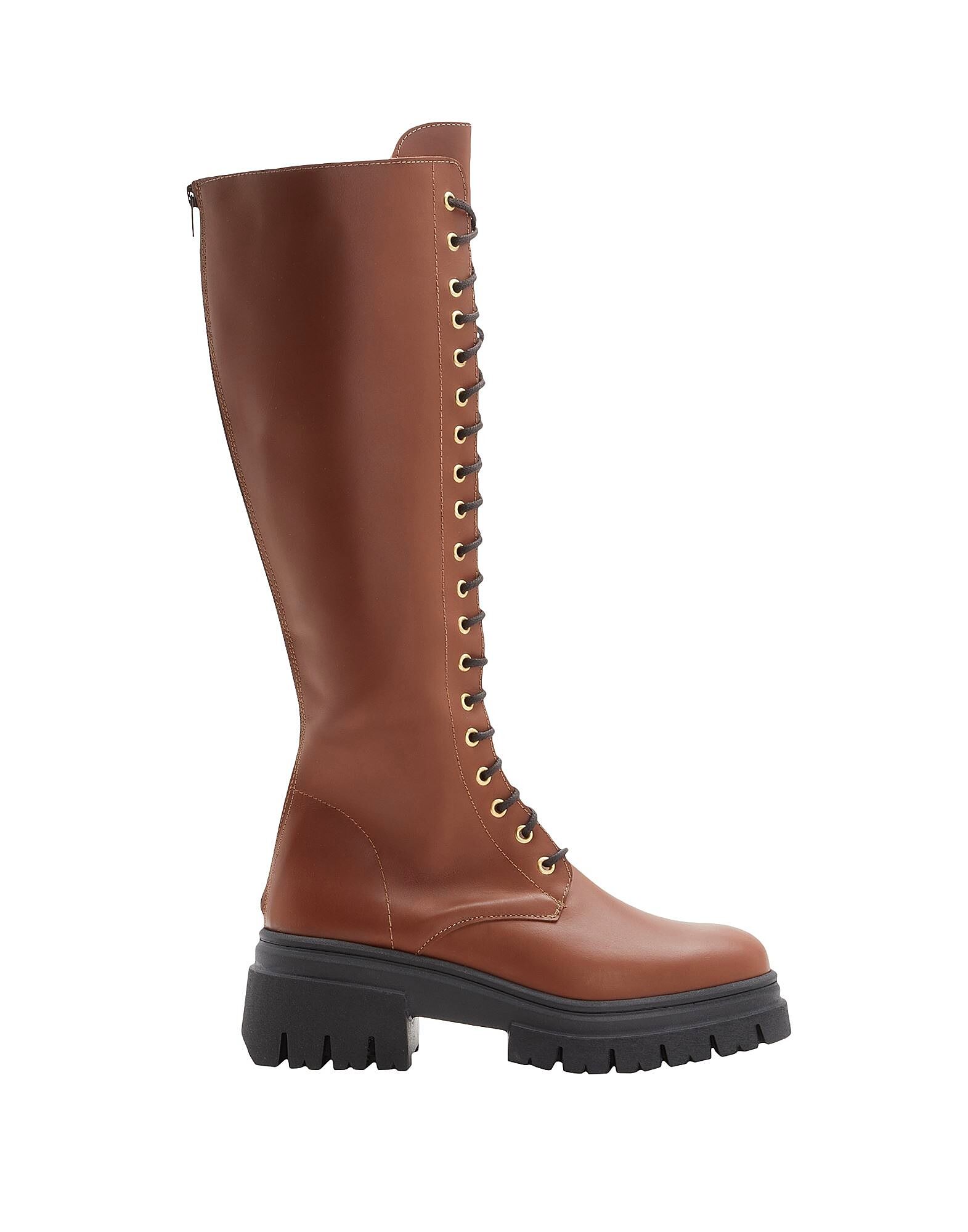 Ботинки Leather Lace-Up Tall Boots 8 By Yoox, желтовато-коричневый