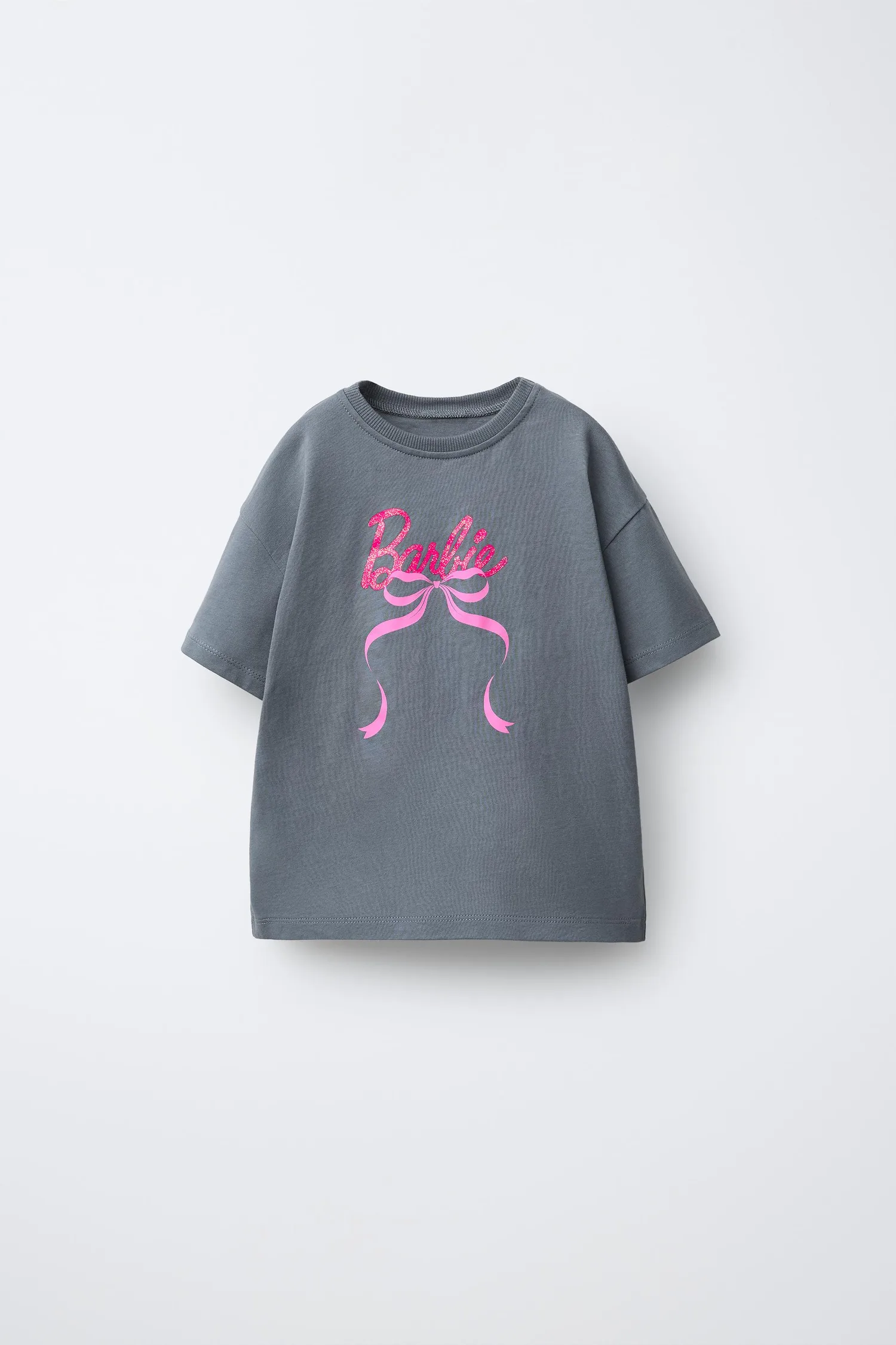 Футболка с бантом barbie mattel Zara, антрацитово-серый