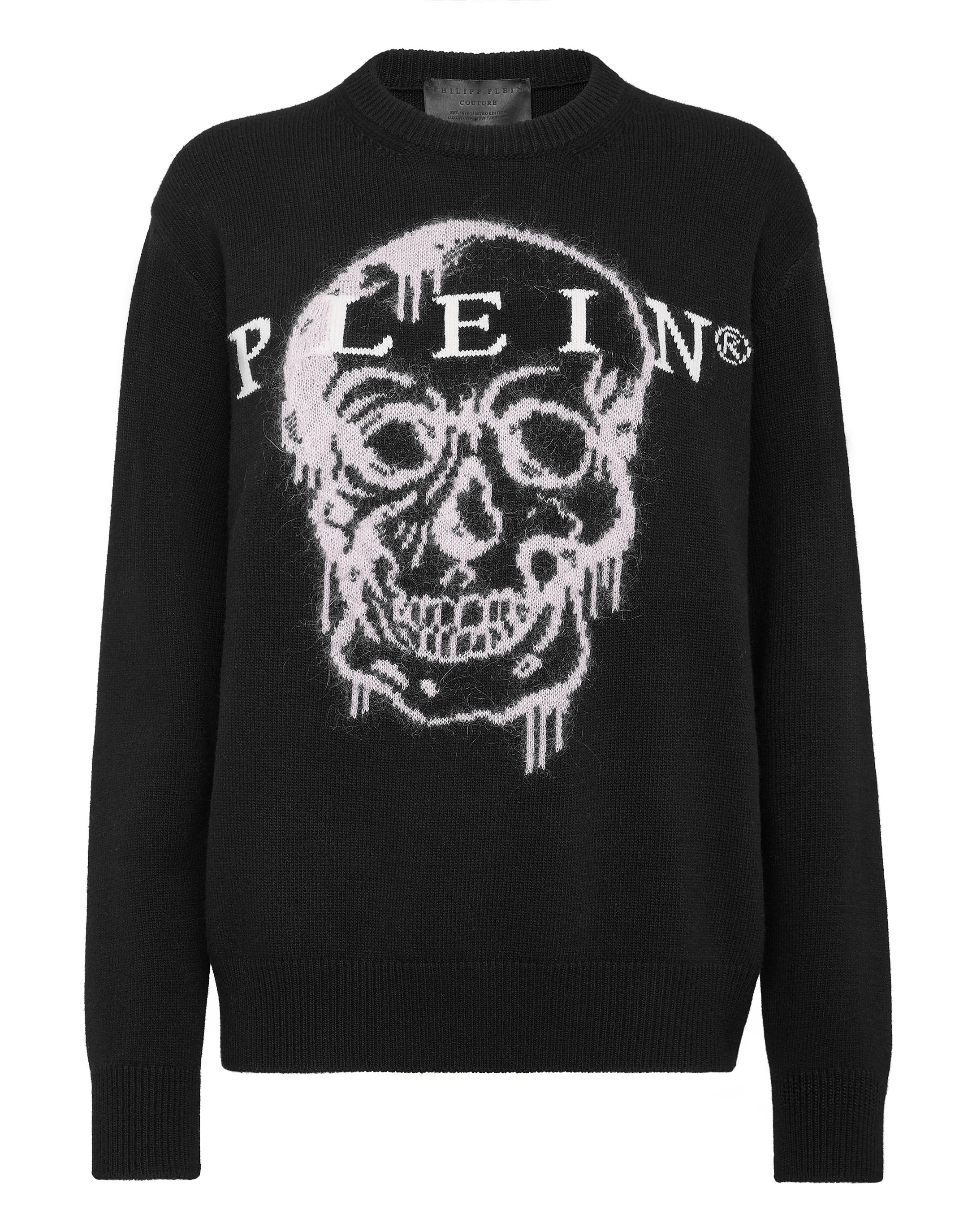 

Пуловер с круглым вырезом LS Intarsia Skull PHILIPP PLEIN, черный