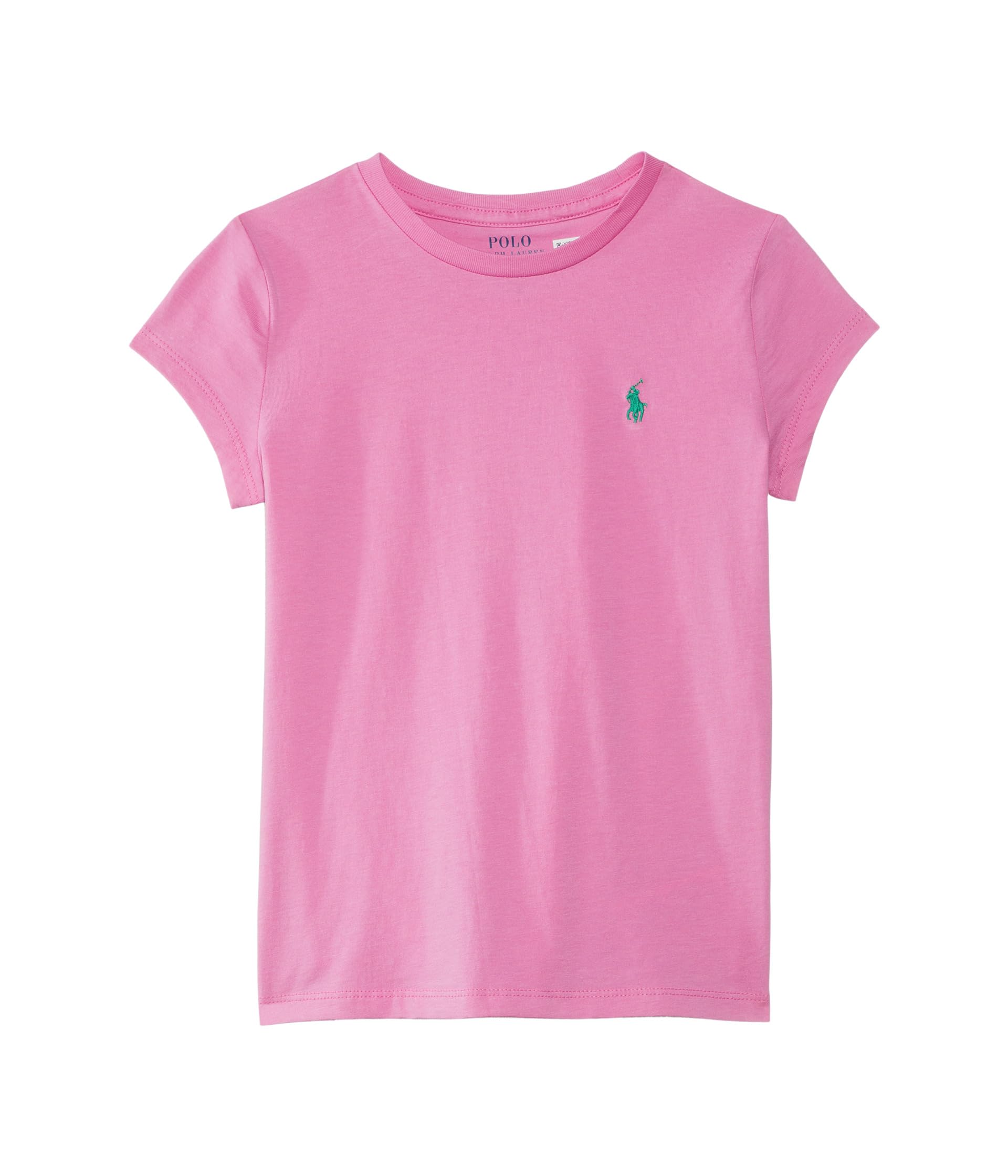 

Футболка Polo Ralph Lauren Kids Cotton Jersey Crewneck Tee, цвет Laguna Pink W/ Plato Green
