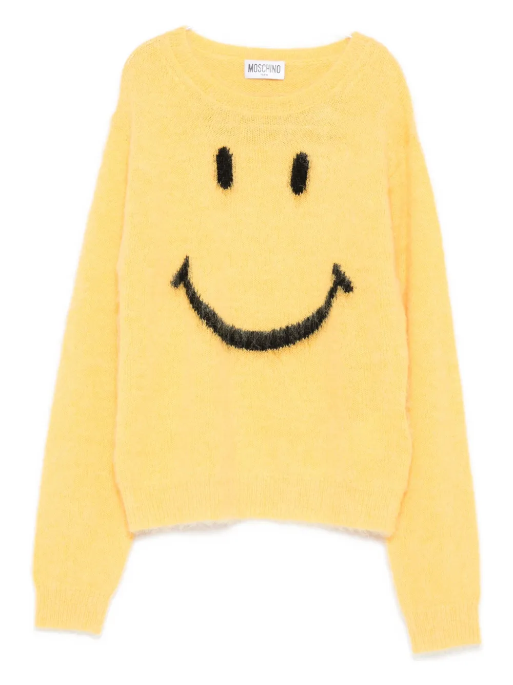 

Свитер из мохера с изображением смайлика Moschino Kids, желтый