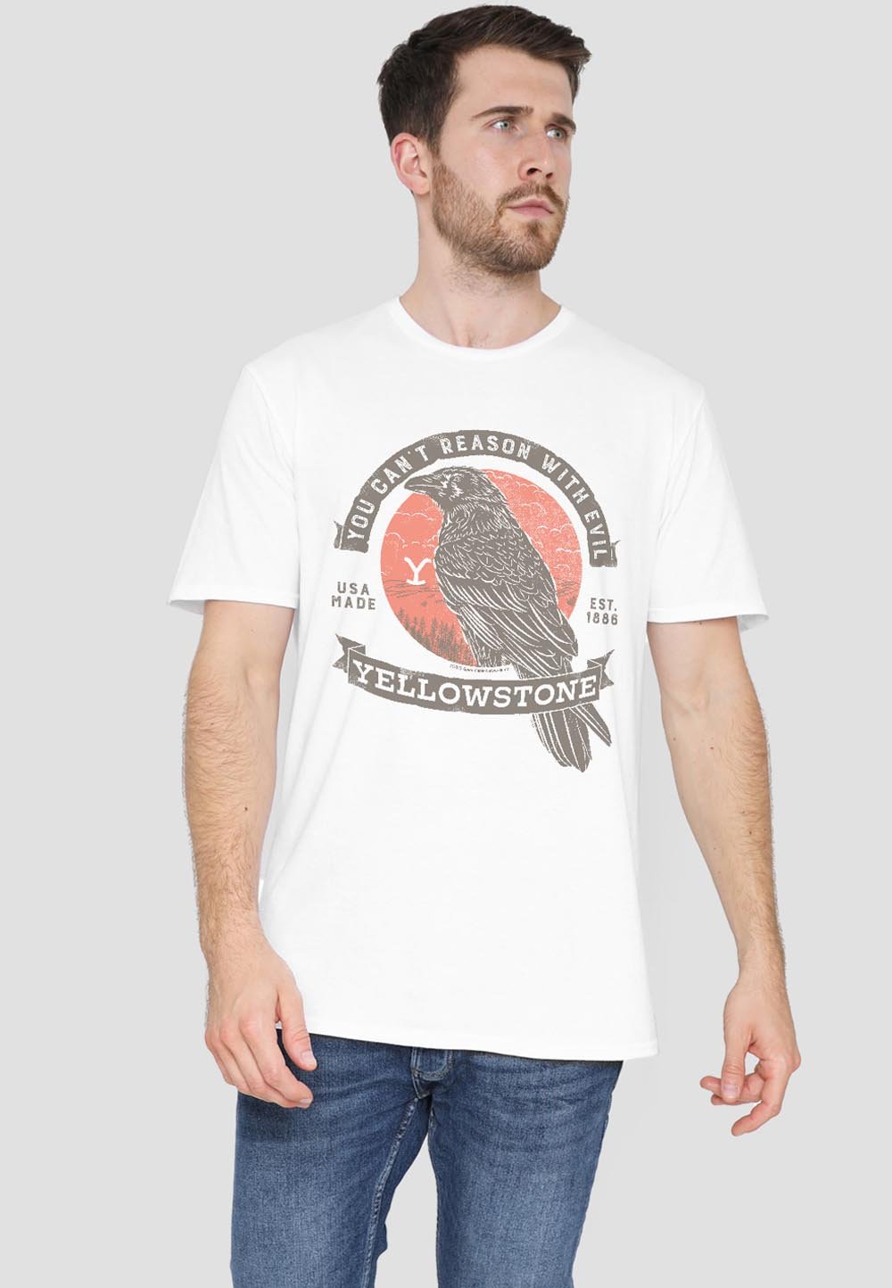 

Футболка с принтом YELLOWSTONE EVIL BIRD Cotton Soul, белый