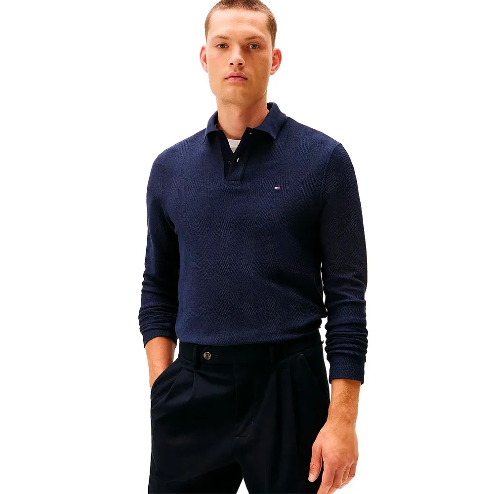 

Поло с длинным рукавом Tommy Hilfiger Herringbone Regular Fit, синий