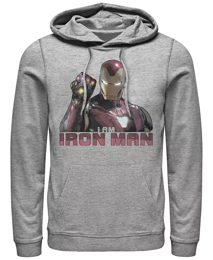 

Мужская толстовка с капюшоном Marvel Avengers: Финал, I Am Iron Man Gauntlet Fifth Sun, серый