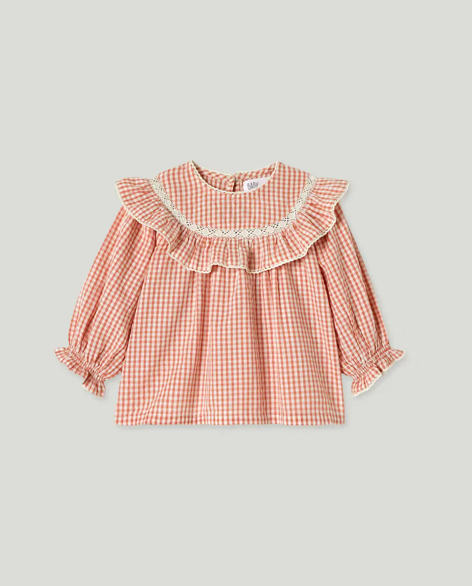 

Блузка с длинным рукавом для малышки в клетку Baby El Corte Inglés, красный