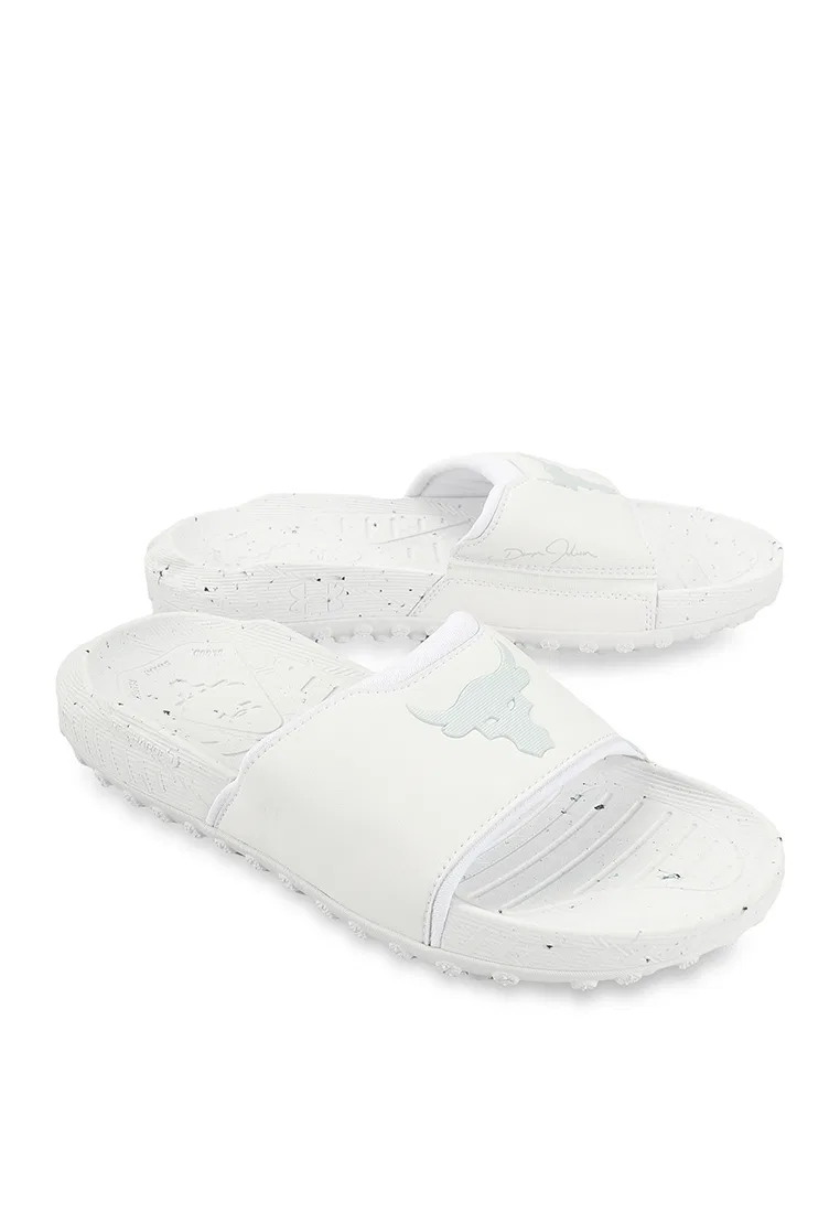 Шлепанцы, U Rock 3 Slides, UA Under Armour, белый/серый