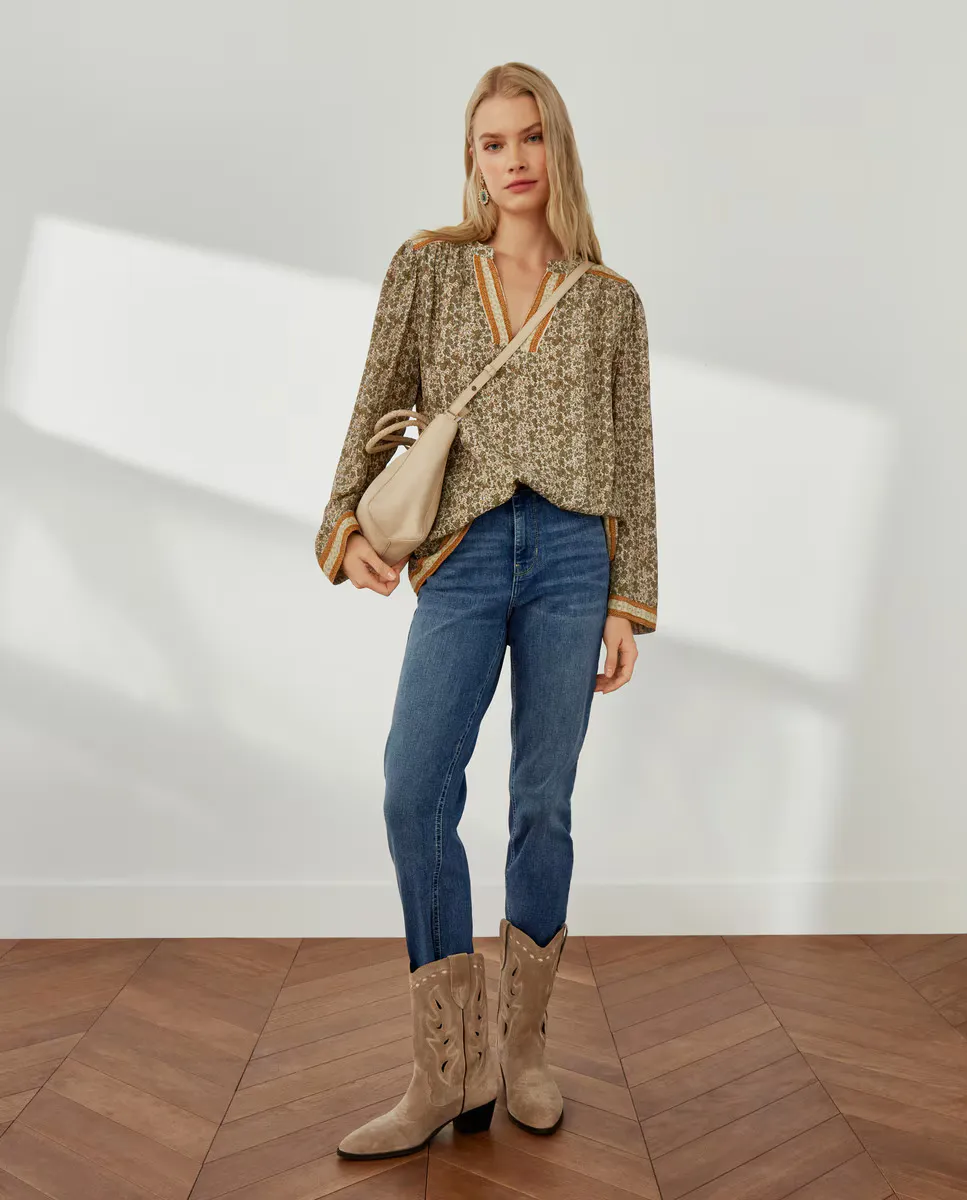 

Блузка с креповым принтом Southern Cotton, зеленый