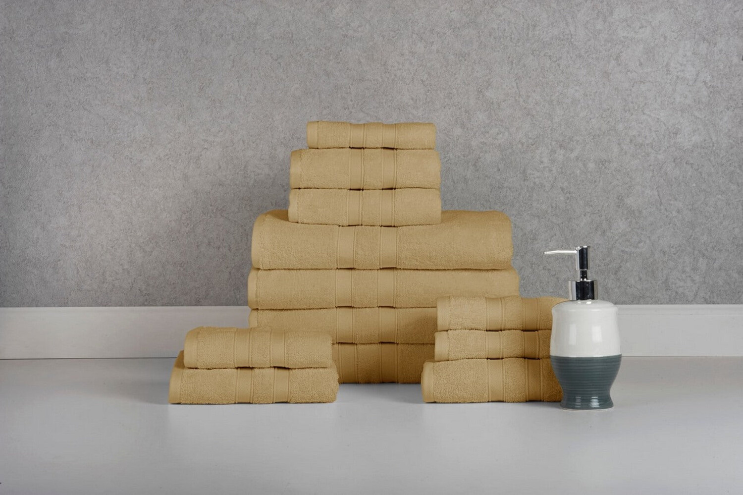 

Bibb Home Набор полотенец из египетского хлопка, 12 предметов, цвет Solid Linen