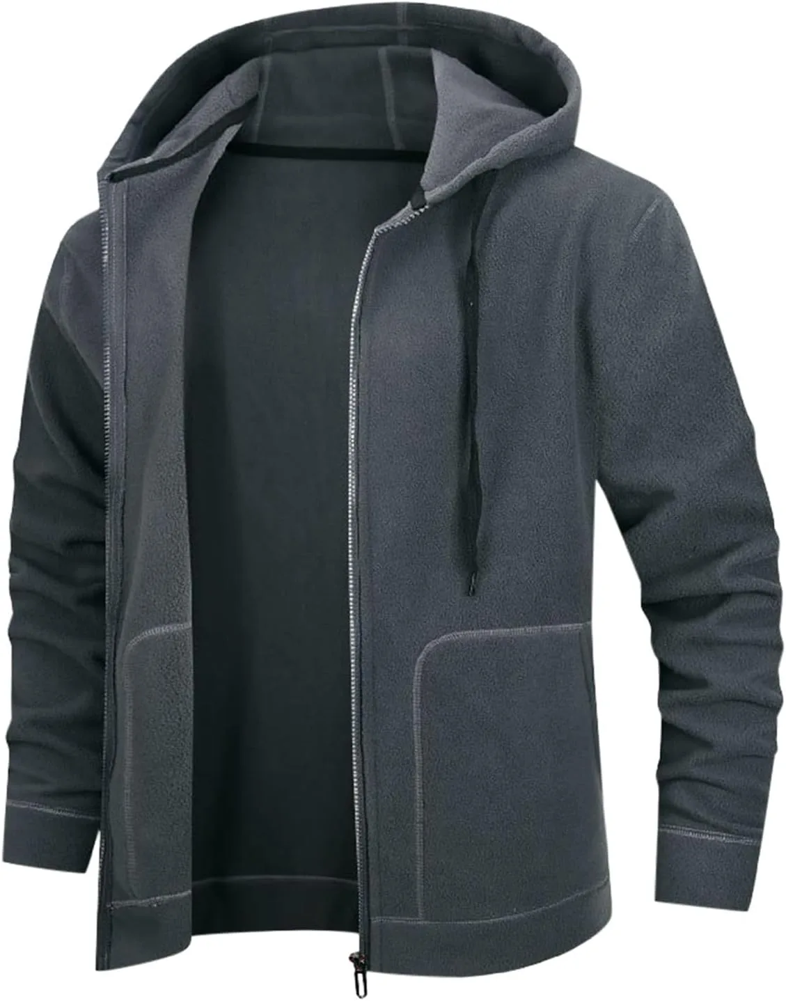 

Мужская зимняя толстовка с молнией Sherpa Lined, утепленная толстая флисовая толстовка с капюшоном и карманом