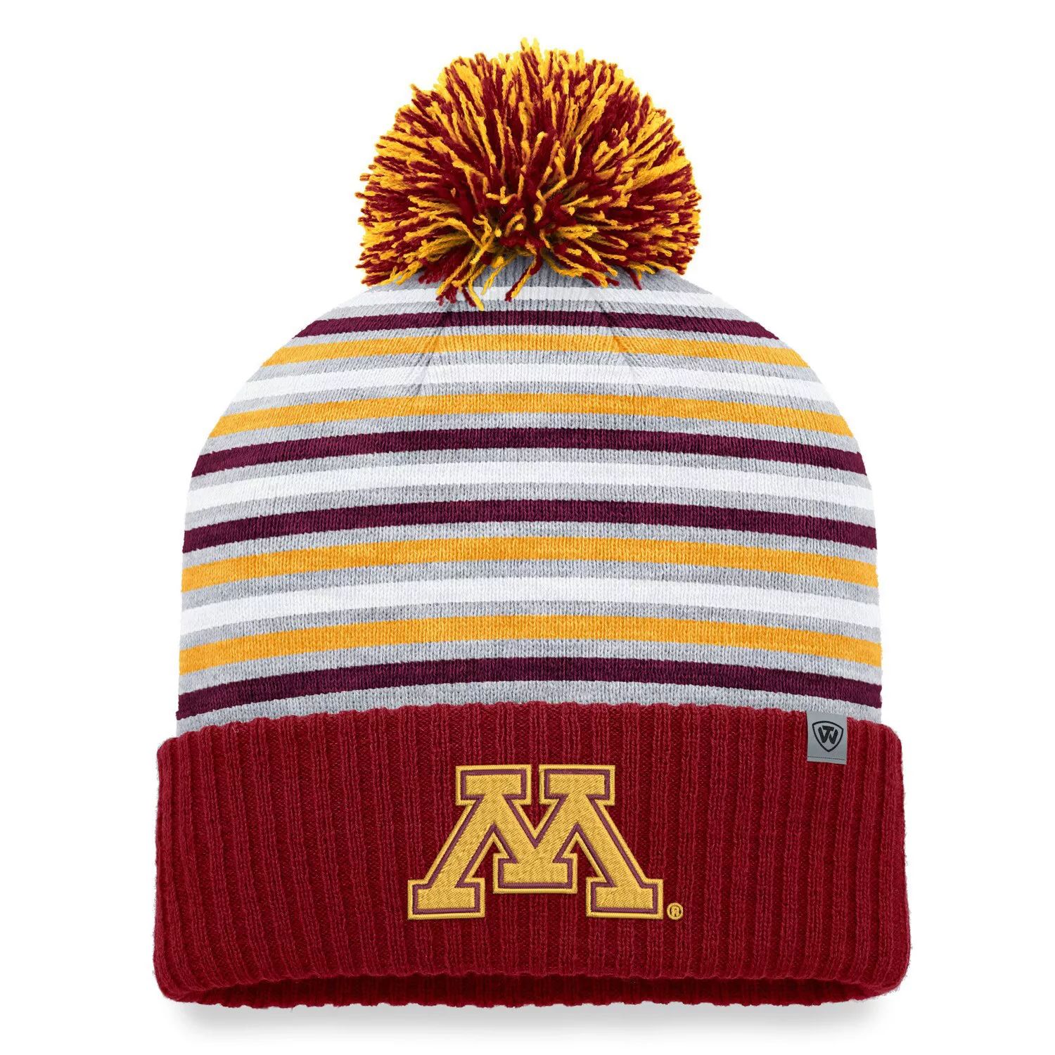 

Мужская вязаная шапка с манжетами и помпоном Top of the World Maroon Minnesota Golden Gophers Dash