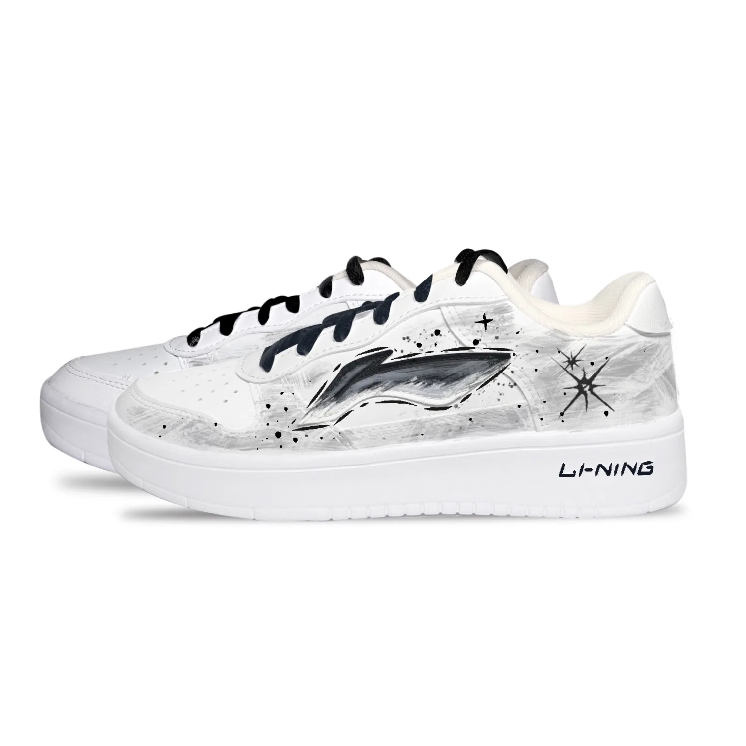 Кроссовки casual скейт Li-Ning белый с черными брызгами — фото 4