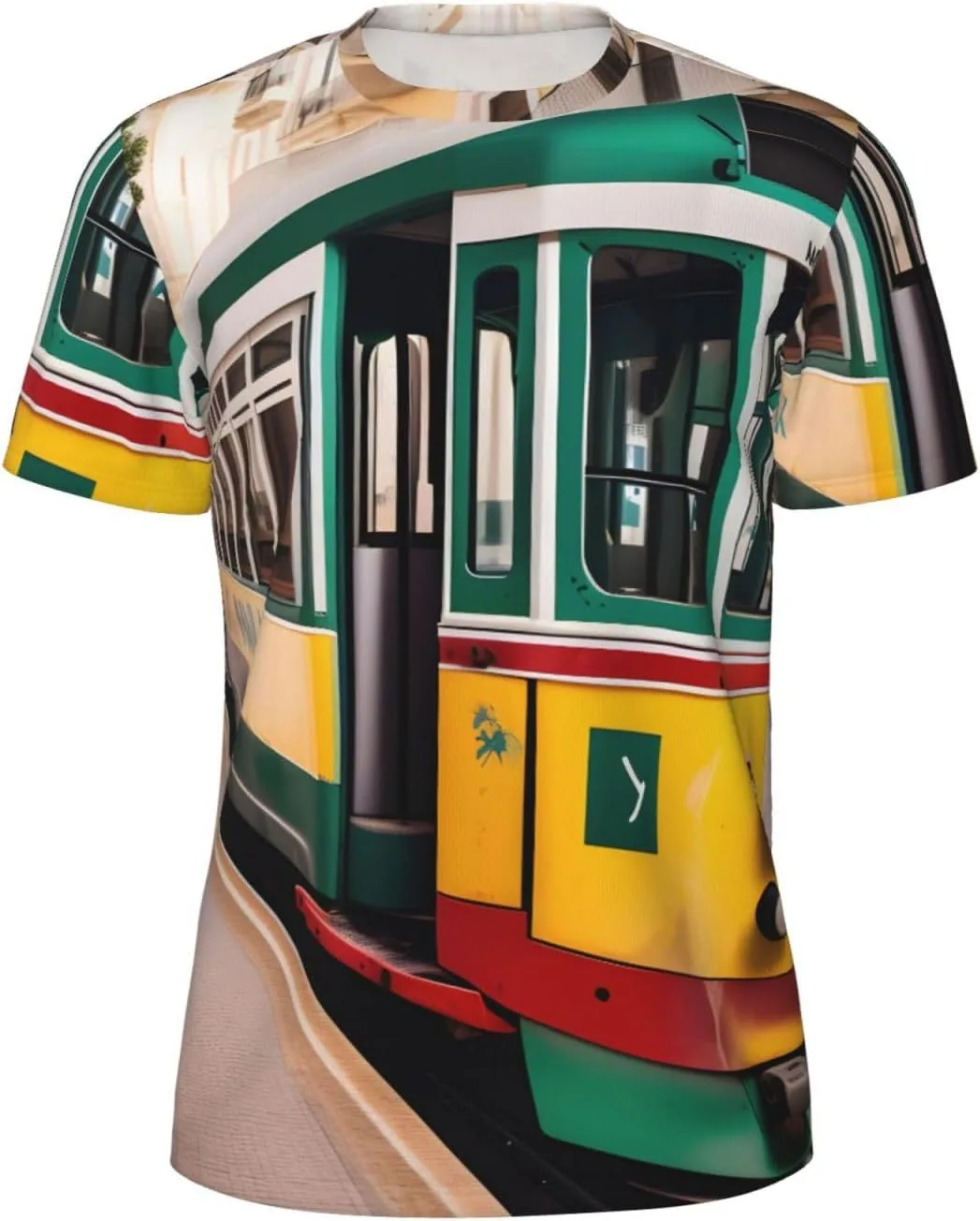 

Футболка мужская YANYU Lisbon Tram Pattern Print, короткий рукав, для бега и повседневной носки