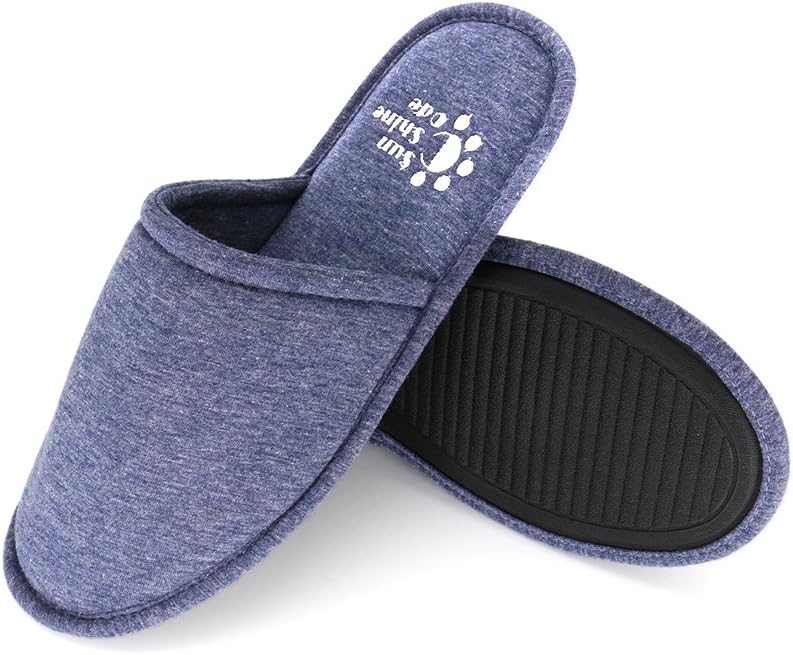 

Мужские тапочки Sunshine Code с памятью формы из хлопка, стираемые, с подходящей дорожной сумкой для дома, отеля, спа или спальни, темно-синий