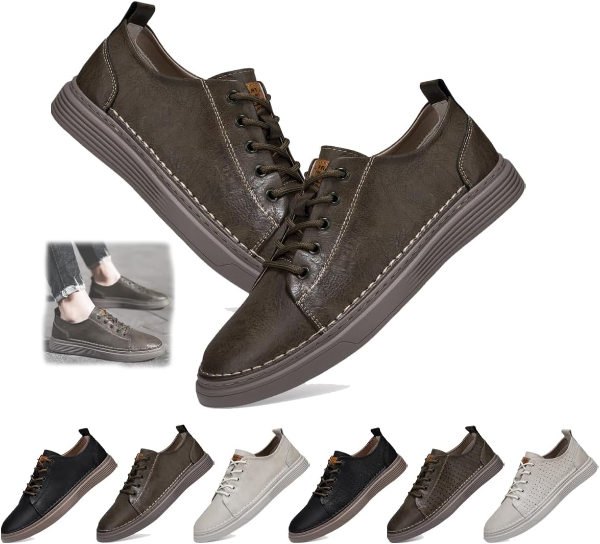 

Замшевые кроссовки для мужчин, повседневные кроссовки из кожи, мягкие для ходьбы, противоскользящие, дышащие, для вождения, легкие кеды, комфортные кожаные скелетные кроссовки Generic, коричневый