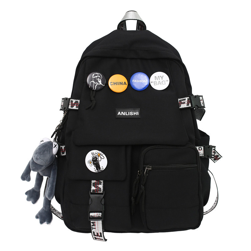 

Рюкзак унисекс Nigel/NIGEER, Черный + подвеска в виде длинноногой лягушки + значок