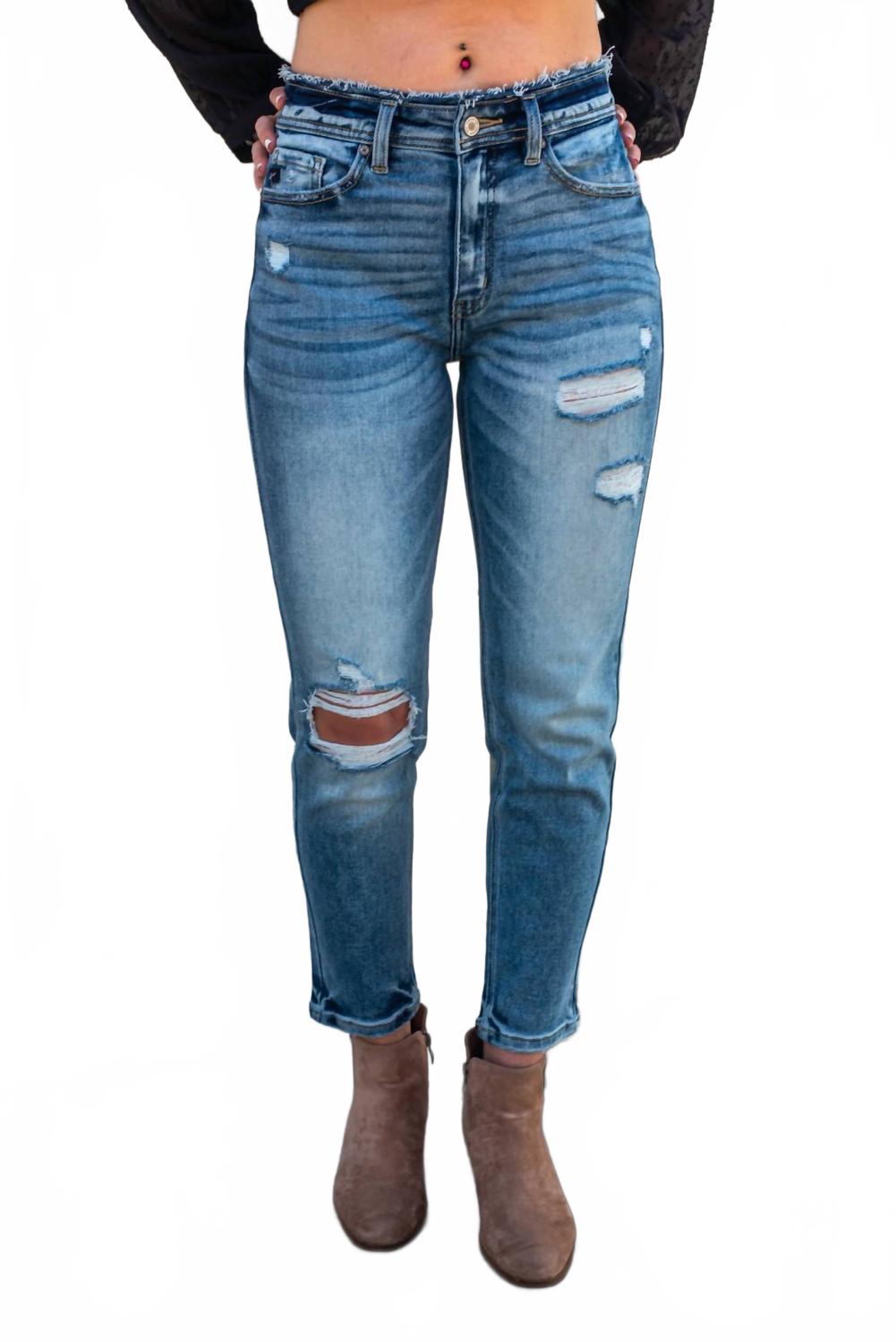 

Хади Хай Райз мамины джинсы в светлой стирке KanCan, Light Wash