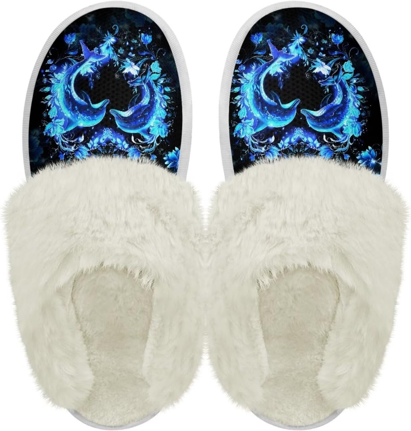 

Тапочки chaqlin Fuzzy Plush с меховой подкладкой для женщин и мужчин, водонепроницаемые сабо с толстой подошвой, домашние тапочки для спальни, повседневные тапочки с противоскользящей подошвой, уютные мягкие фланелевые зимние теплые тапочки, син...