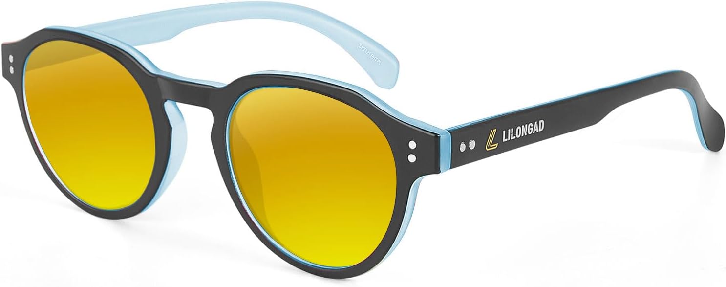 

Поляризованные солнцезащитные очки PC для мужчин и женщин – UV400, устойчивые к царапинам, легкая оправа TR90 для вождения и использования на открытом воздухе LILONGAD, Blue/Yellow Revo
