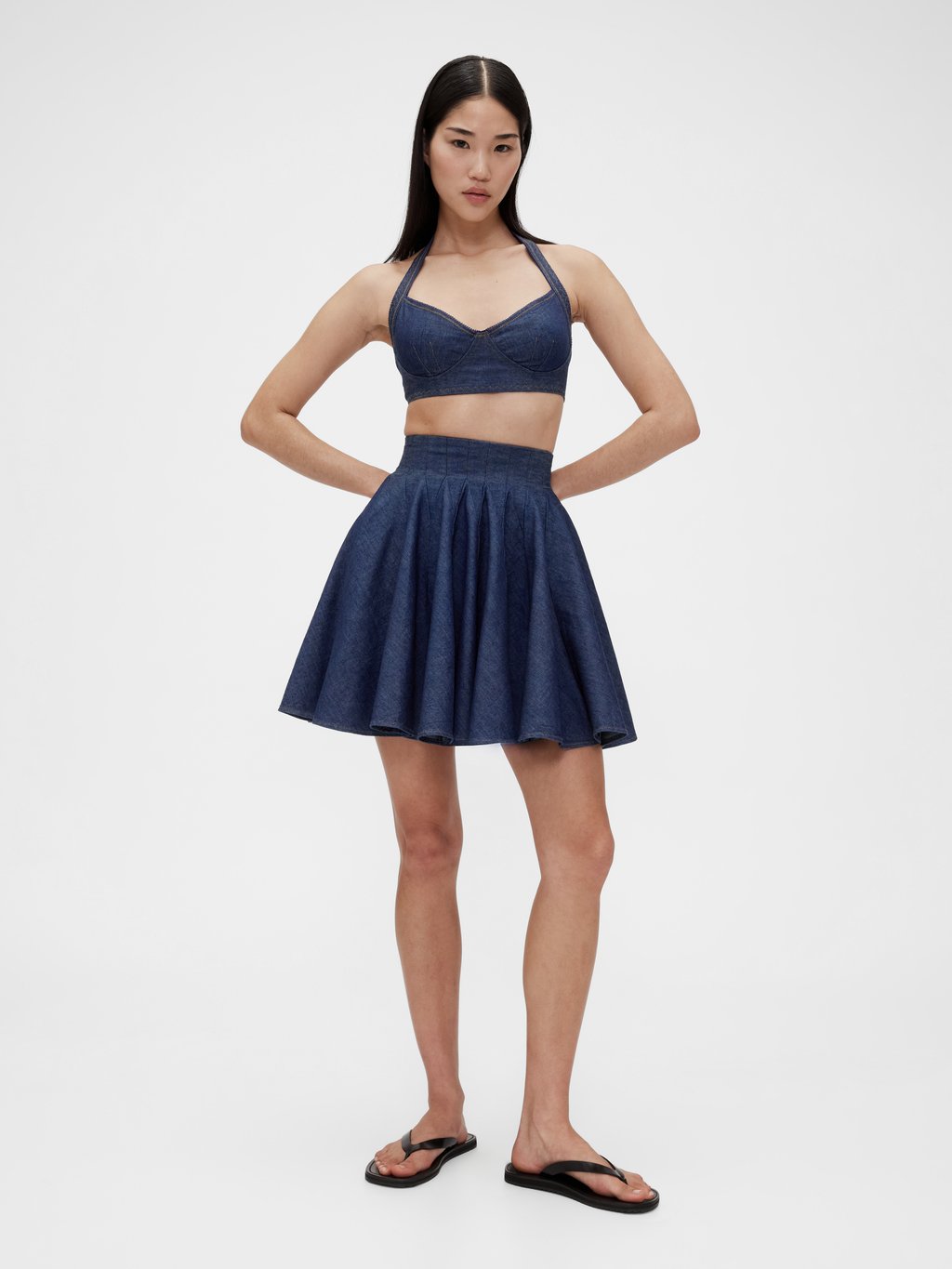 

Джинсовая юбка STUDIO PLEATED MINI SKIRT THOMAS GAP, синий