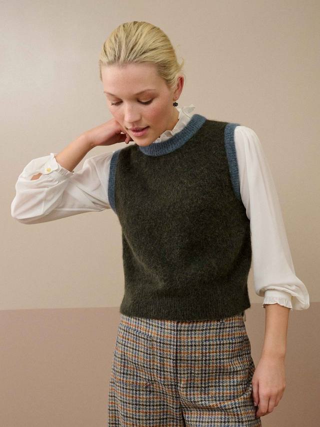 

Топ без рукавов с круглым вырезом из шерстяной смеси Brora, Seaweed