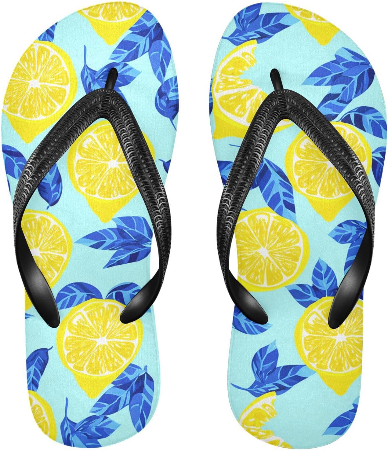 

Мужские пляжные шлепанцы с принтом лимонных листьев, резиновые, противоскользящие, летние, для душа и прогулок Sinestour, бирюзовый
