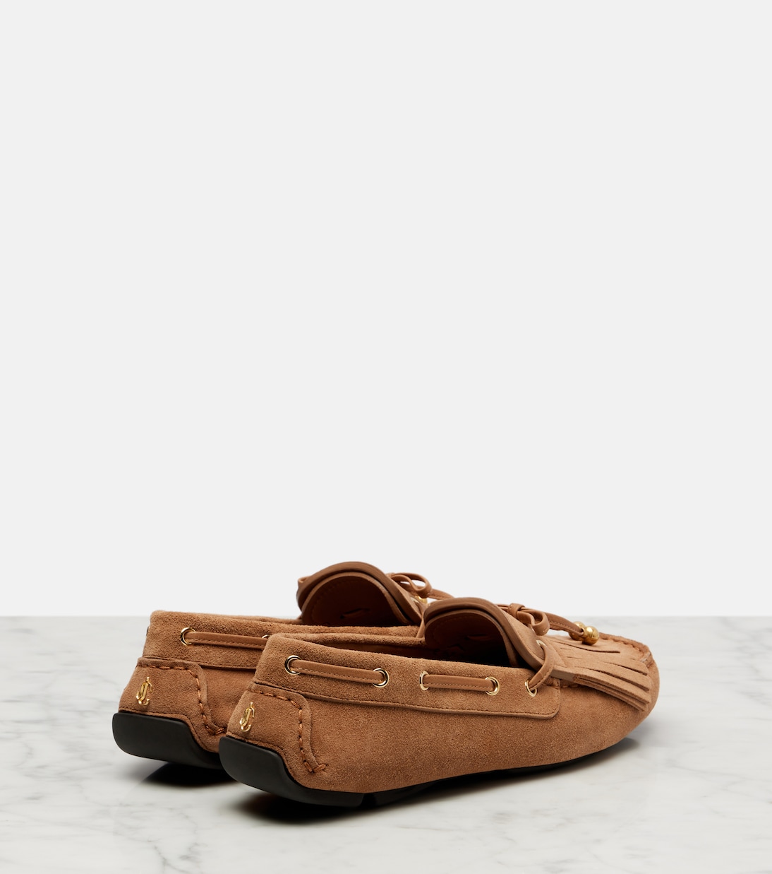 Манон F лодочки из бахромчатой замши Jimmy Choo, Toffee/Gol — фото 2