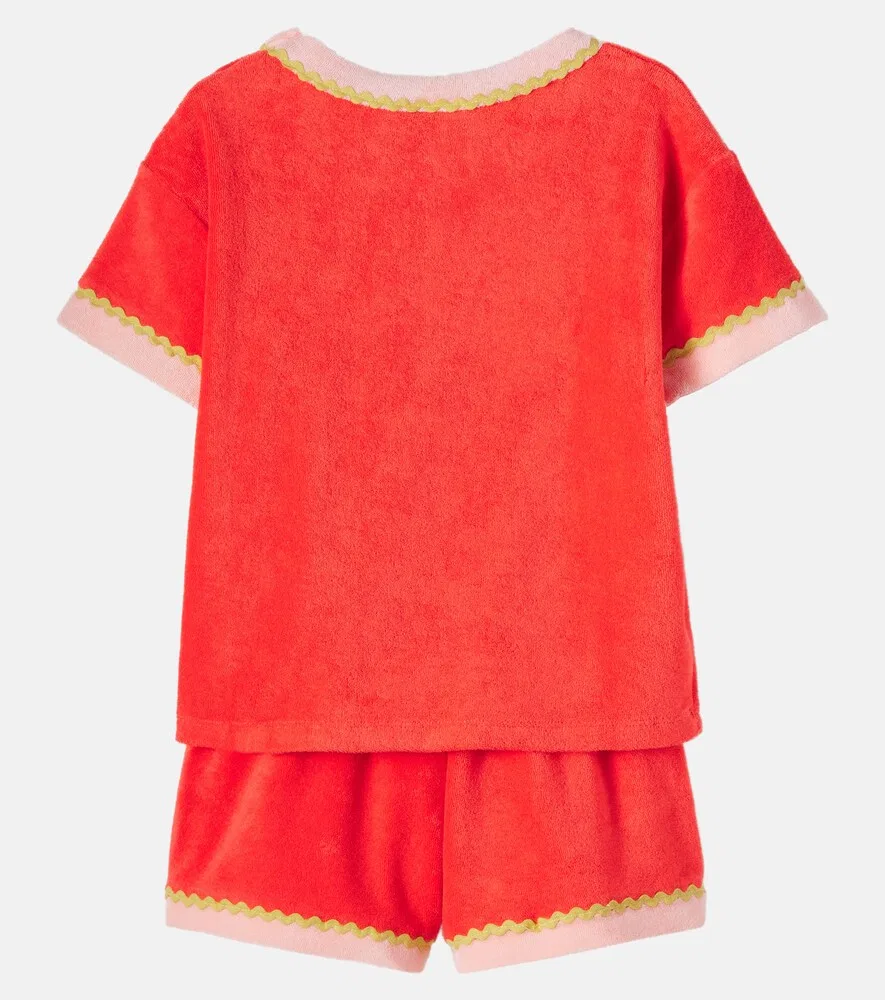 Комплект Livia из хлопковой махровой футболки и шорт Bonton, оранжевый — фото 2