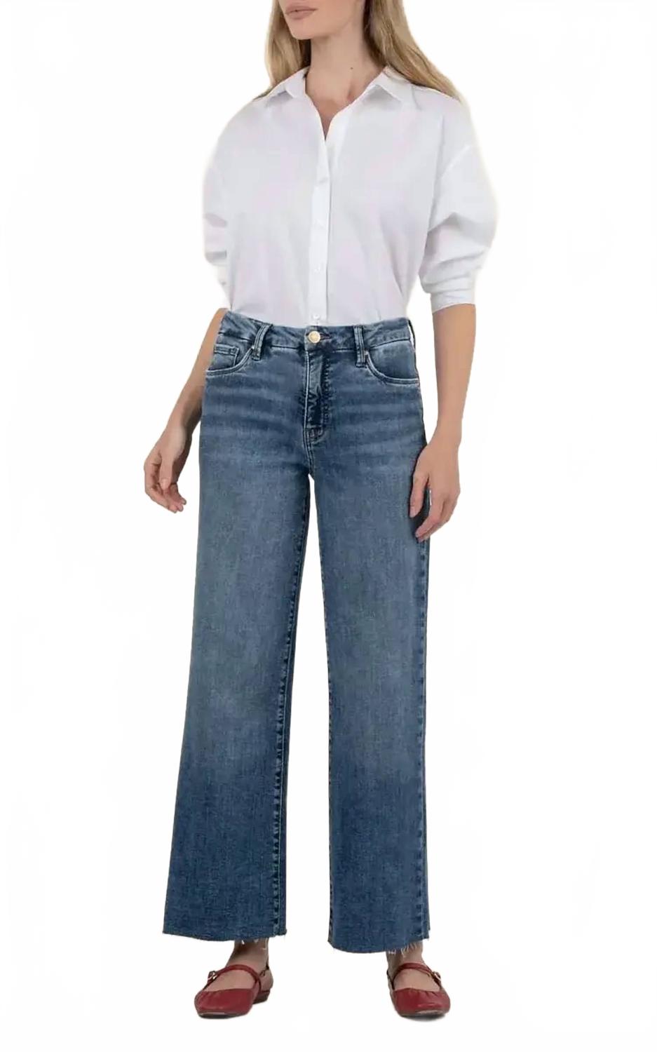 

Мег Высокая посадка Широкие брюки в среднем оттенке KUT FROM THE KLOTH, Medium Wash