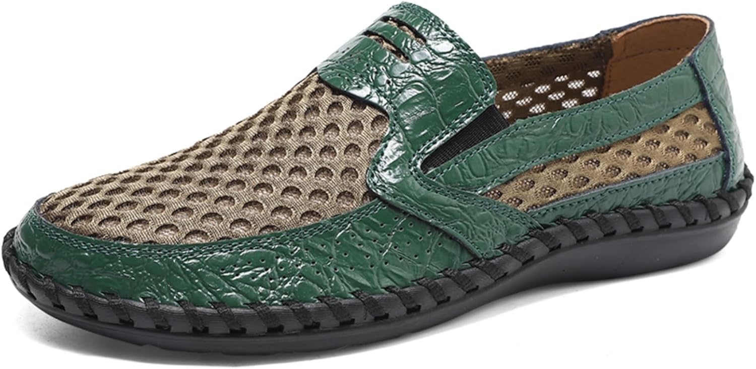 

Мужские дышащие мокасины из сетки - повседневная обувь без шнурков для прогулок и походов, легкая и удобная обувь Kpdwfms, зеленый