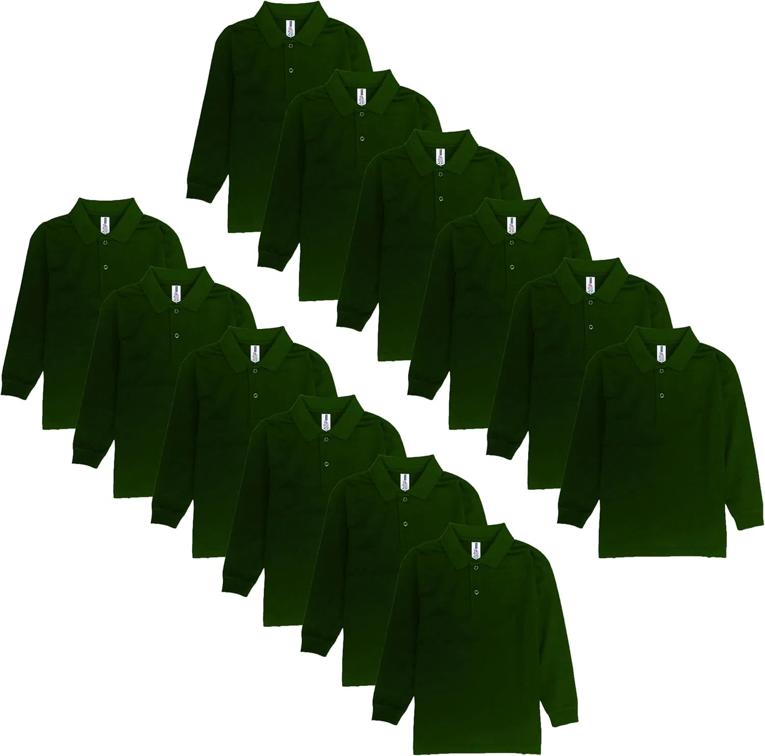 Детская футболка поло с длинным рукавом Activa Apparel, набор 12 штук, Forest Green