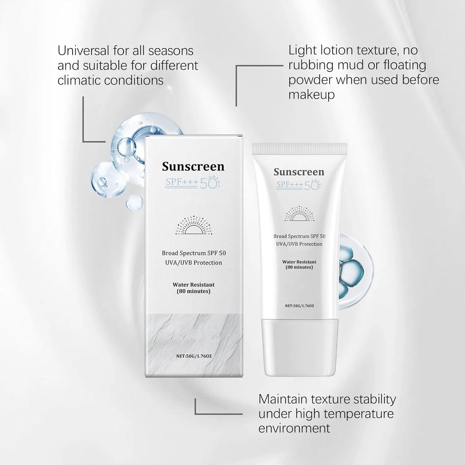 Солнцезащитный крем для лица SPF 50 с экстрактом риса Radiantre, 2 Pieces. — фото 4