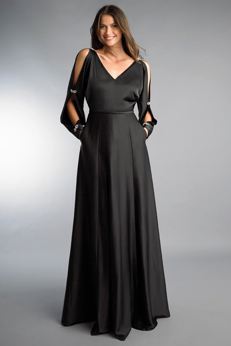 

Разрезной рукав, украшенный стразами Basix черный Label, черный