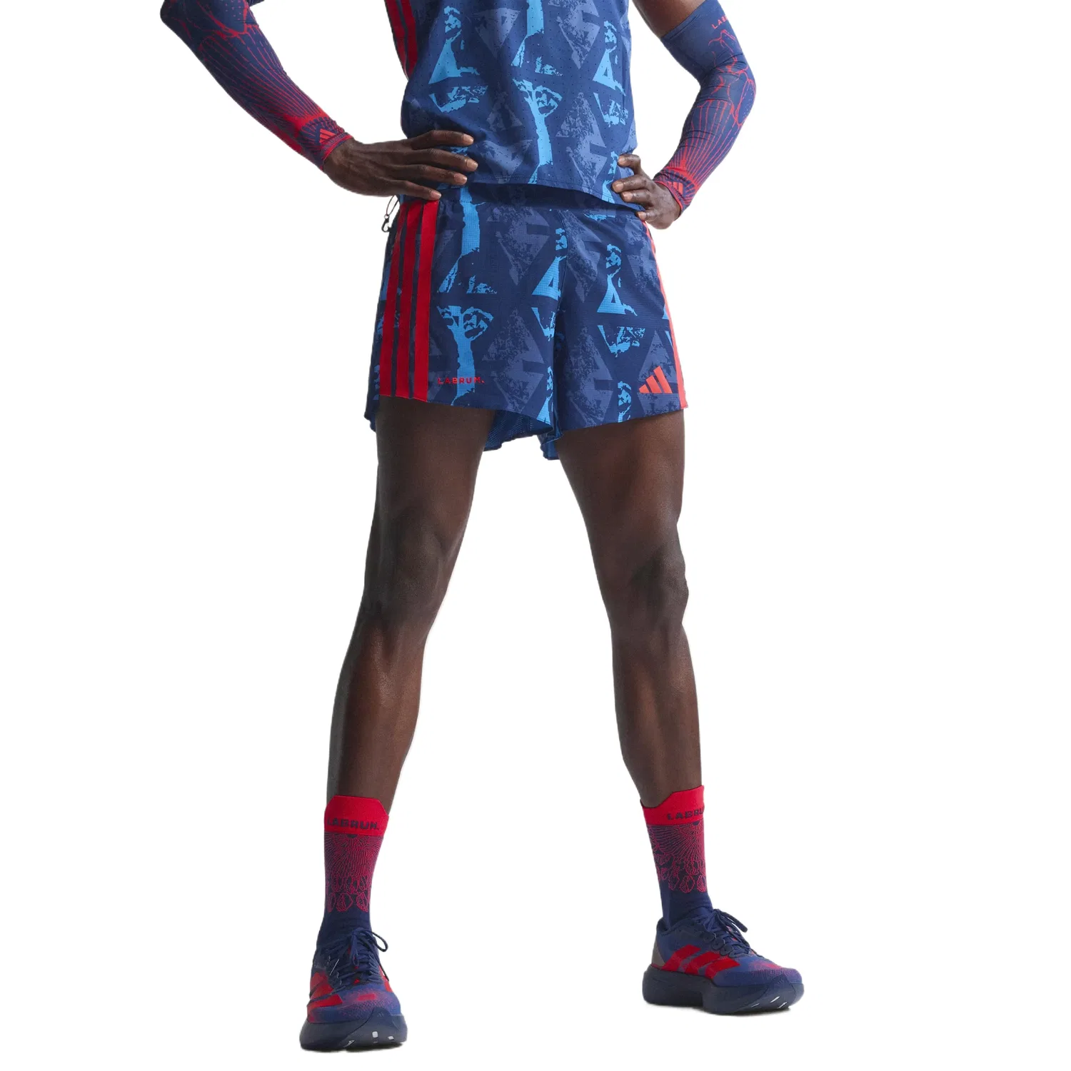 Мужские шорты для бега Adizero Adidas, Dark Blue/Bright Red — фото 3