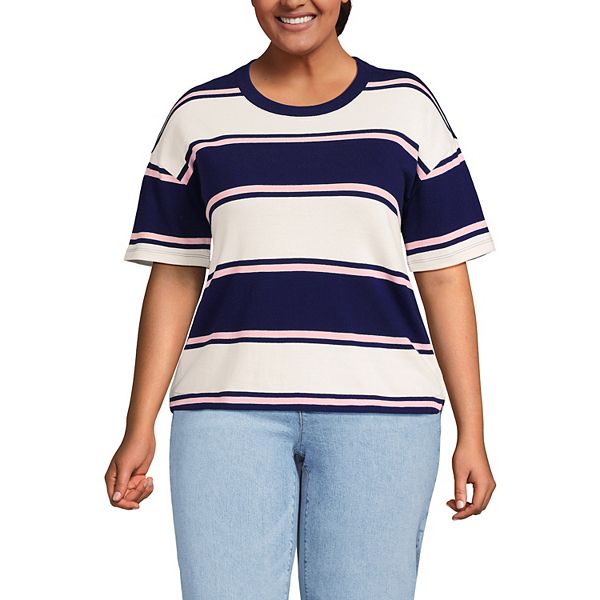 

Футболка с коротким рукавом Mariner Plus size Lands' End, Sea Navy Stripe