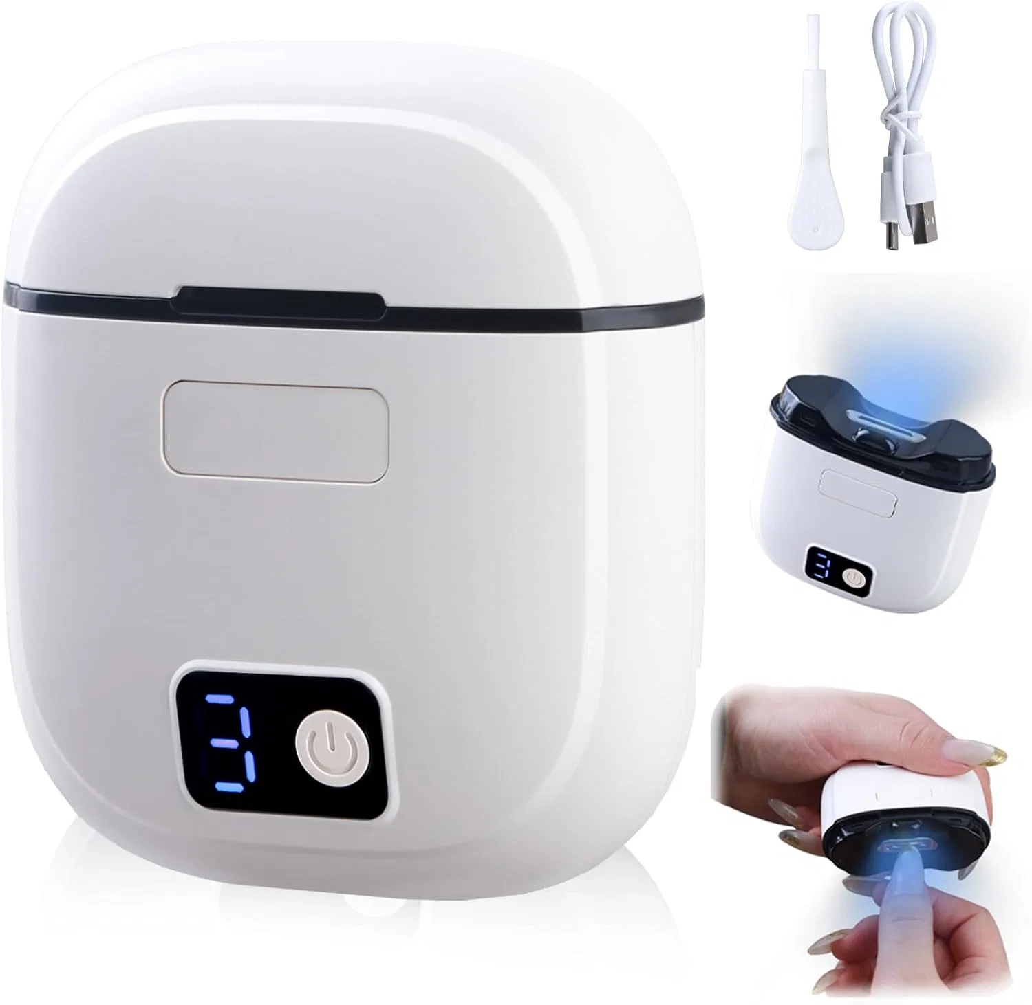 Электрические щипчики для ногтей с LED-подсветкой Emjollray, Black-White