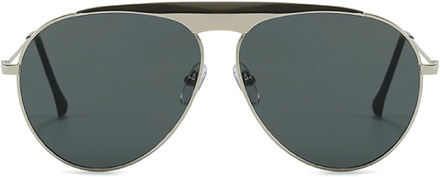 

Большие солнцезащитные очки-пилот для женщин, винтажные металлические круглые солнцезащитные очки в оправе 2025 года, модные очки для мужчин для активного отдыха и вождения mincl, Silver Black