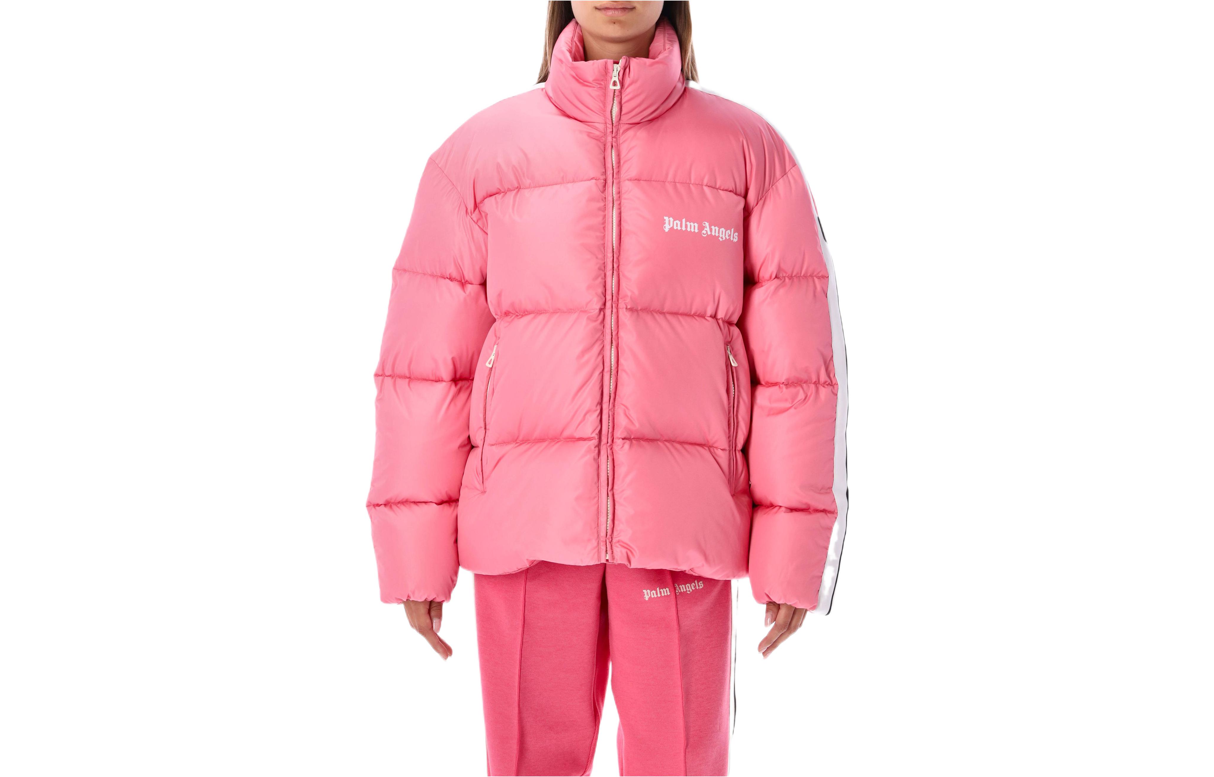 

Пуховик с боковыми полосами PALM ANGELS, розовый